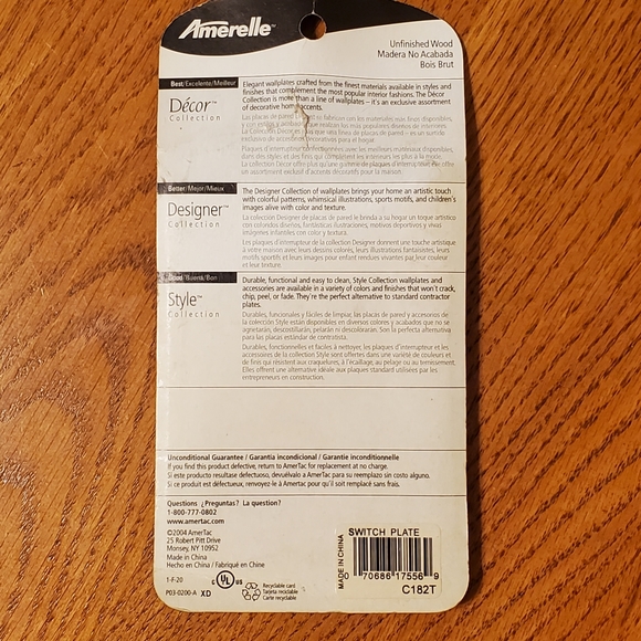 Amerelle Unfinished Wood Toggle Wall Plates 1 Duplex Outlet Covers - Picture 7 of 11